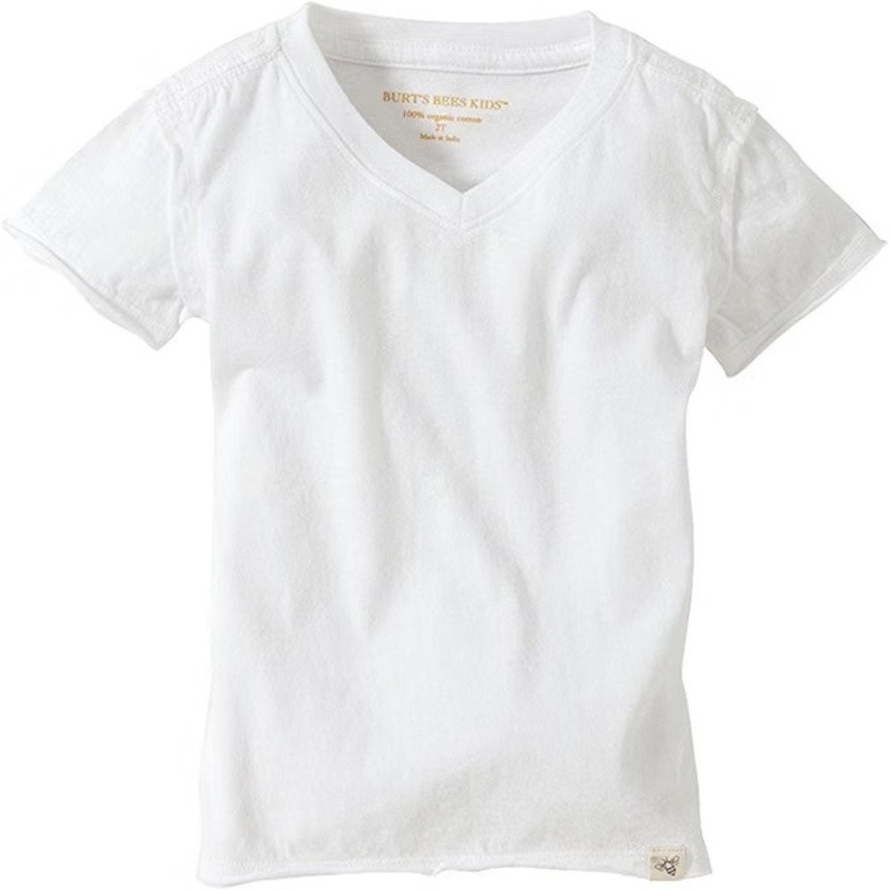 Burt's Bees Baby 0-3 Months Short Sleeve T-Shirt V-Neck White 2-Pack NEW w/ Tags